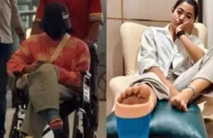 हैदराबाद एयरपोर्ट पर व्हीलचेयर पर दिखीं रश्मिका मंदाना